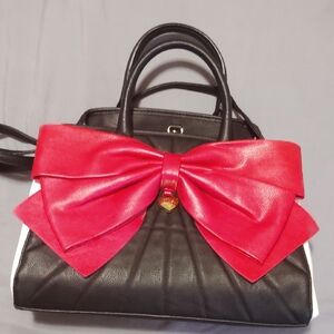 Betsey Johnson Elegant Black and Red Bow Handbag